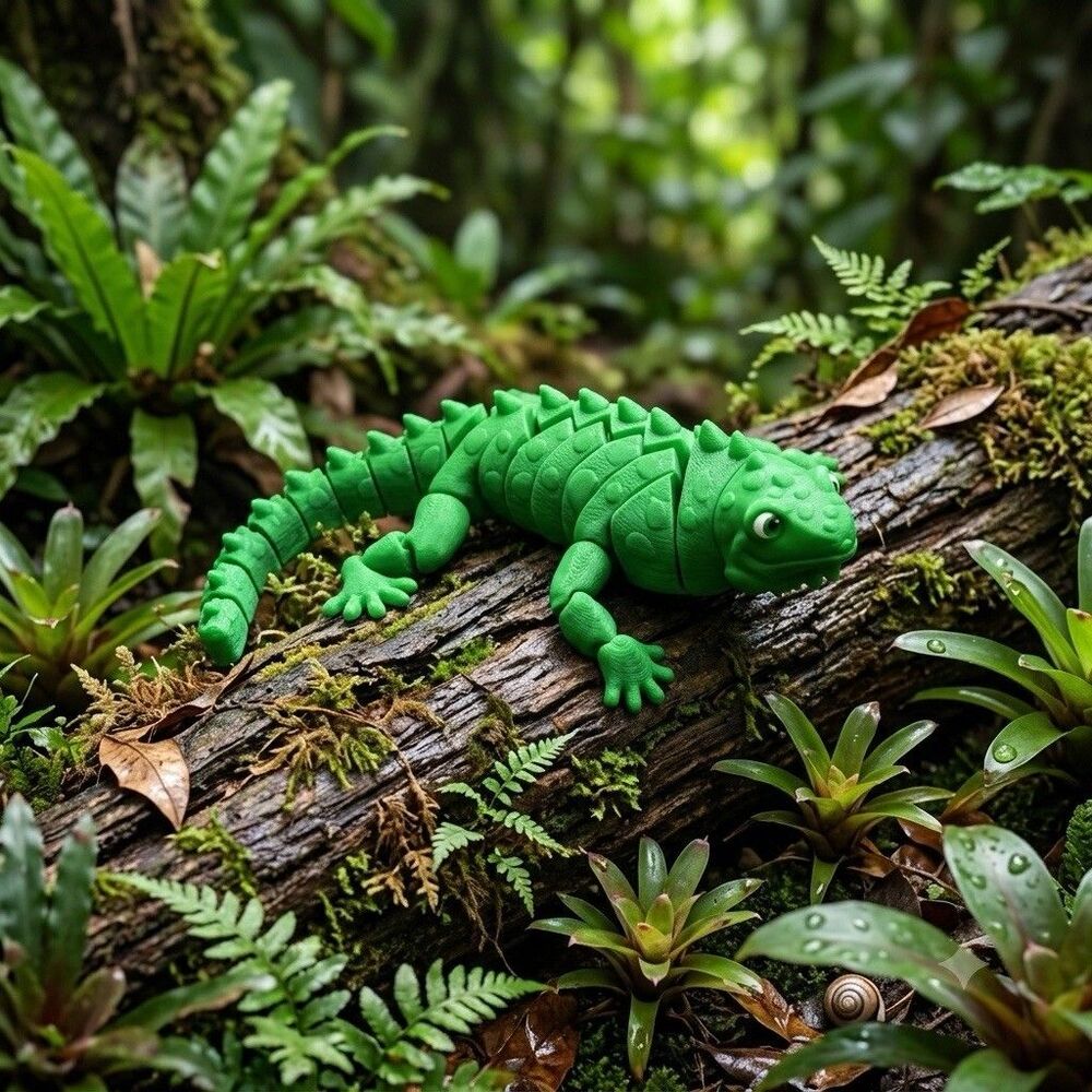Articulated 3D Printed Iguana Flexi Fidget Toy Lizard Reptile Desk Figure